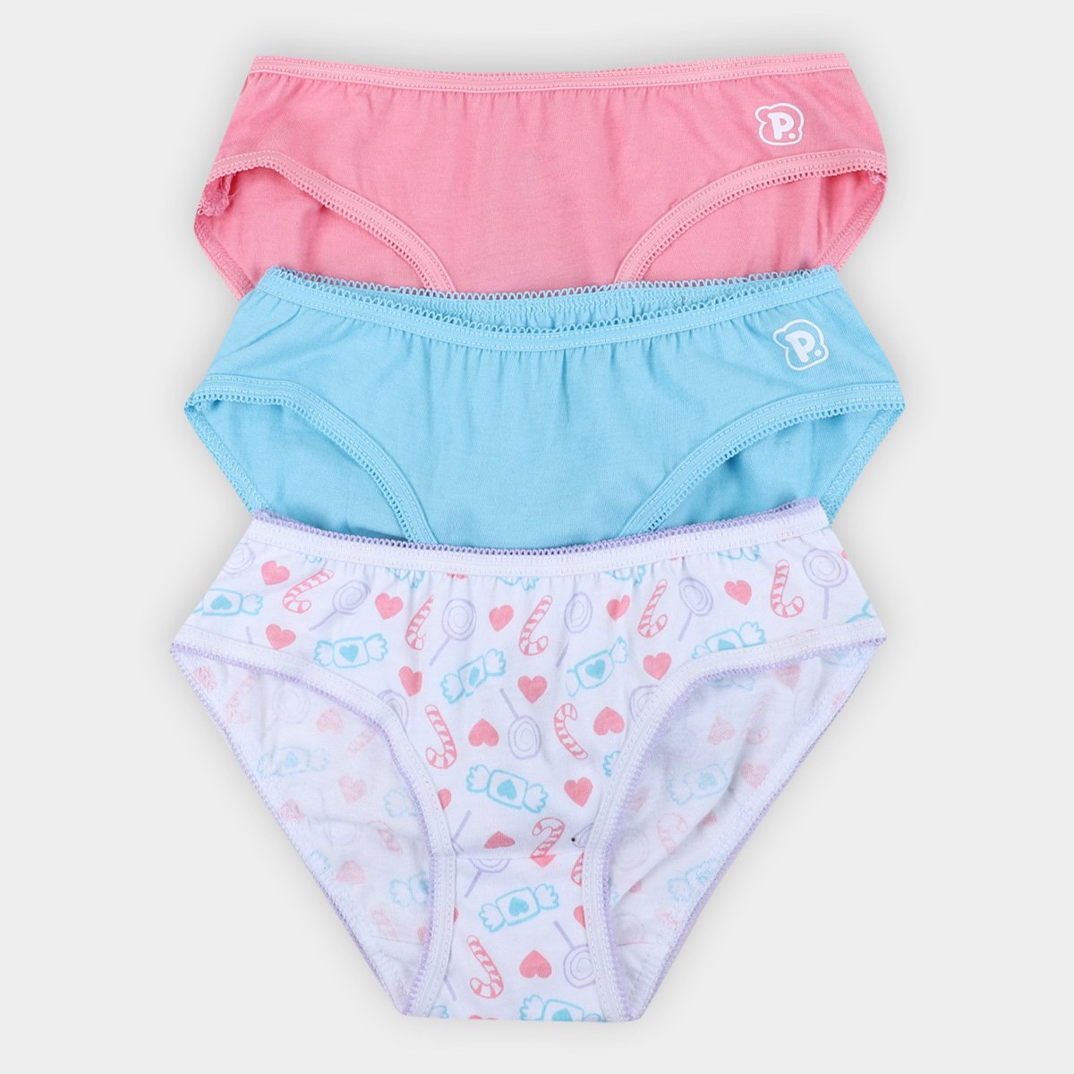 Kit Calcinha Infantil Pimpolho 3 Peças - Branco+Azul Menor preço em Kit Calcinha Infantil Pimpolho 3 Peças - Branco+Azul