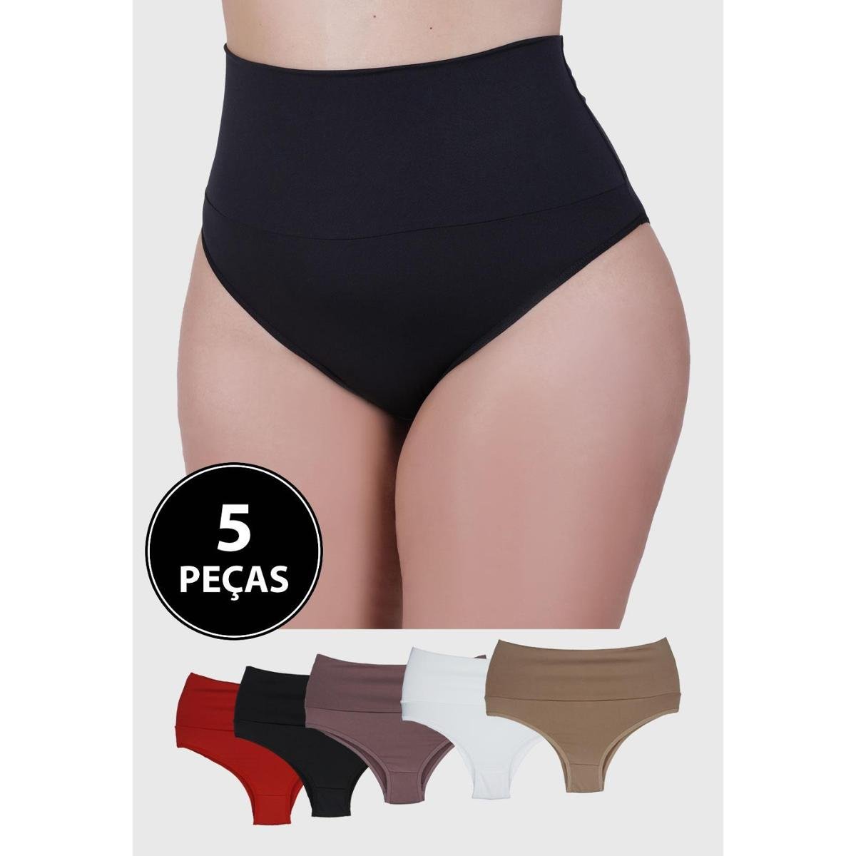 Kit Calcinha Rubi Plus Size Cós Duplo 5 Peças St Madame Multicolorido Menor preço em Kit Calcinha Rubi Plus Size Cós Duplo 5 Peças St Madame Multicolorido