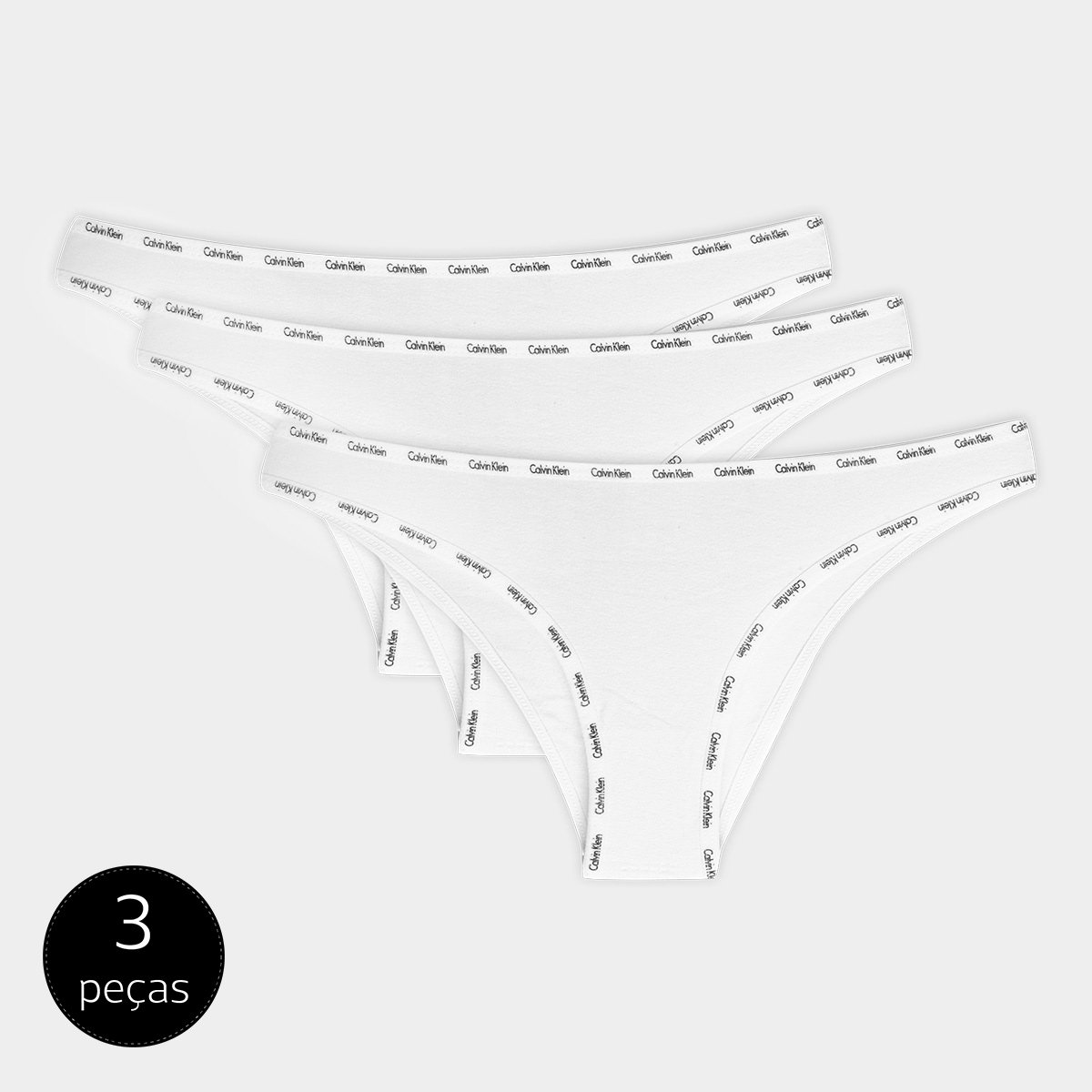 Kit Calcinha Tanga Calvin Klein 3 Peças - Branco+Azul Menor preço em Kit Calcinha Tanga Calvin Klein 3 Peças - Branco+Azul