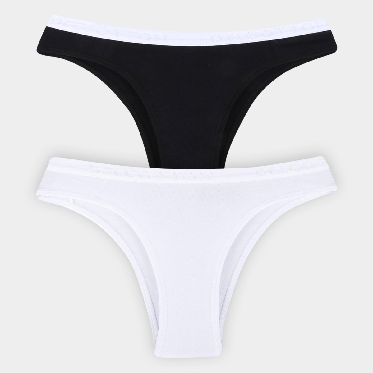 Kit Calcinha Tanga Delcotton Com Elástico 2 Peças - Preto+Branco é ruim? Kit Calcinha Tanga Delcotton Com Elástico 2 Peças - Preto+Branco é boa?