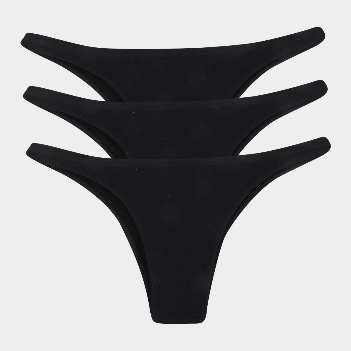 Kit Calcinha Tanga She Básica Feminino 3 Peças - Preto Menor preço em Kit Calcinha Tanga She Básica Feminino 3 Peças - Preto
