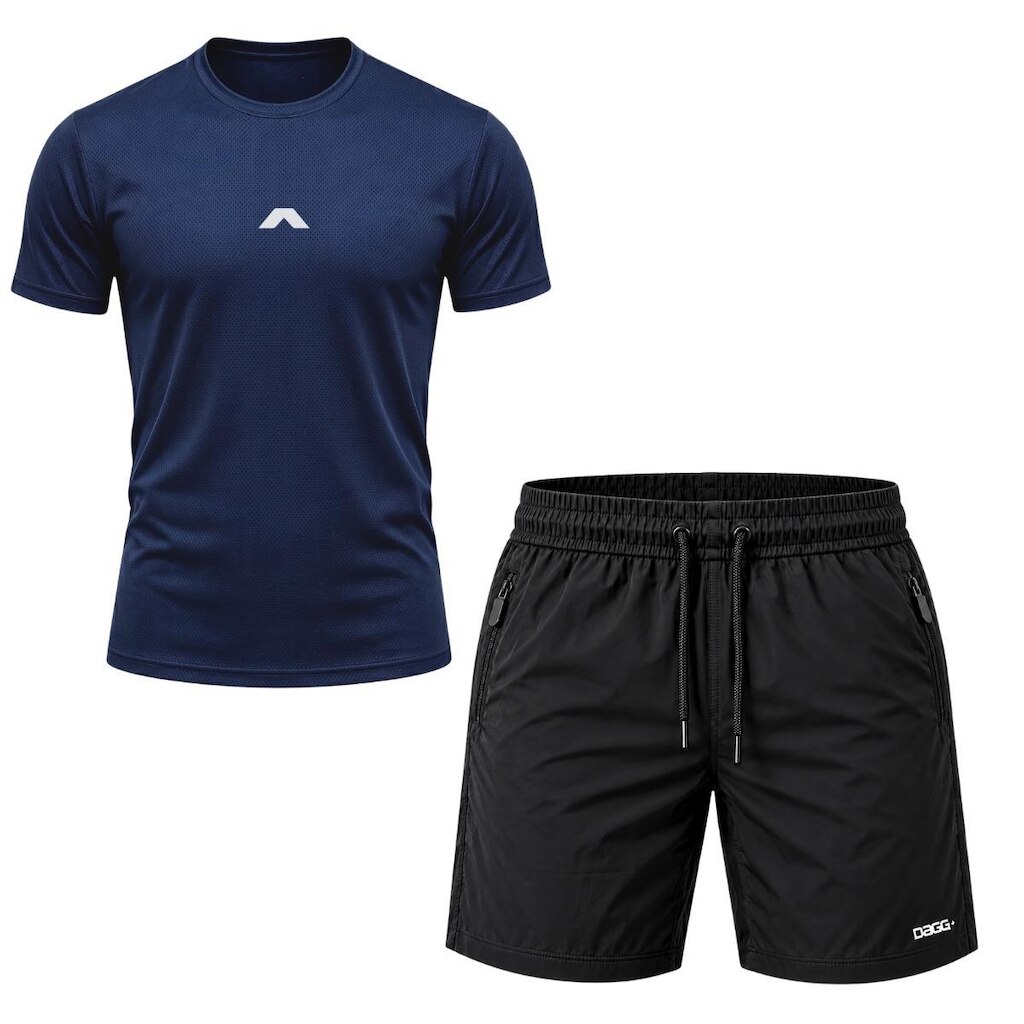 Kit Camisa Dry Masculina Esportiva + Short Tactel Dagg para Treino e Academia