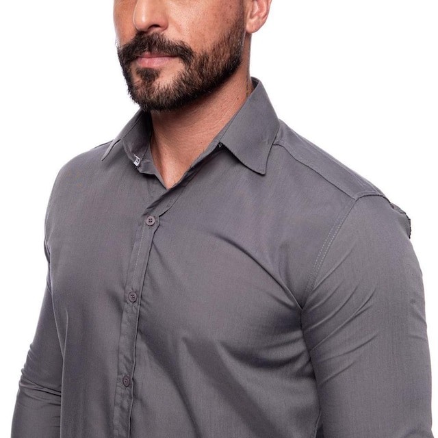 Kit Camisa Social Masculina Manga Longa Slim 3 Cores Iguais