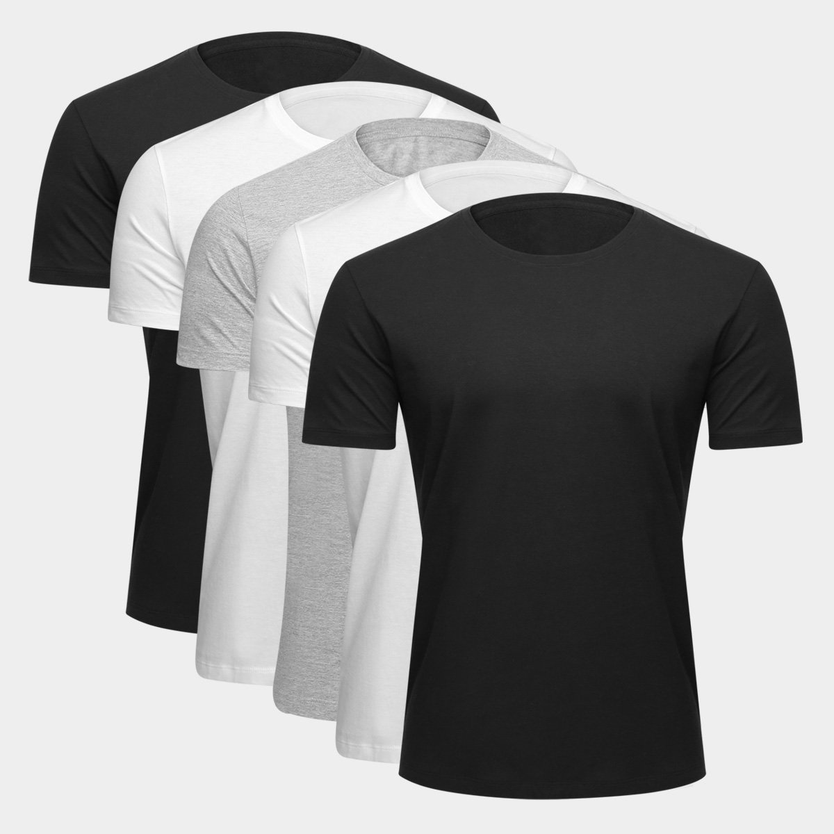 Kit Camiseta Básica c/ 5 Peças Masculinas - Branco e Preto é ruim? Kit Camiseta Básica c/ 5 Peças Masculinas - Branco e Preto é boa?