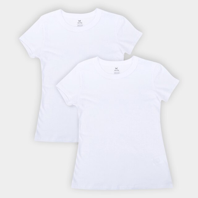 Kit Camiseta Básica Hering Manga Curta Feminina 2 Peças