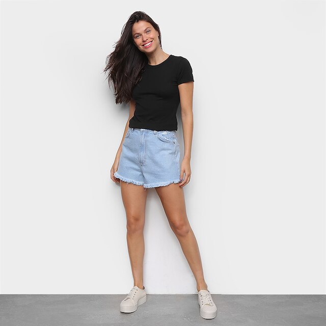 Kit Camiseta Básica Hering Manga Curta Feminina 2 Peças