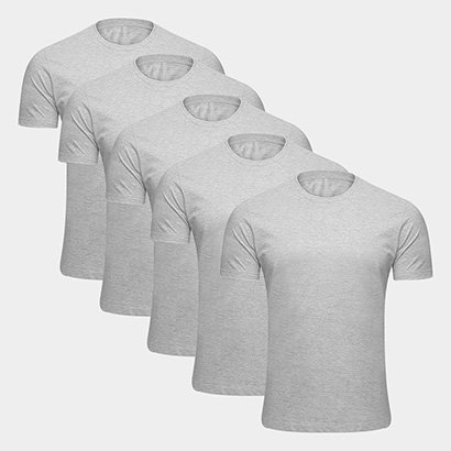 Kit Camiseta Básica Masculina c/ 5 Peças - Masculino