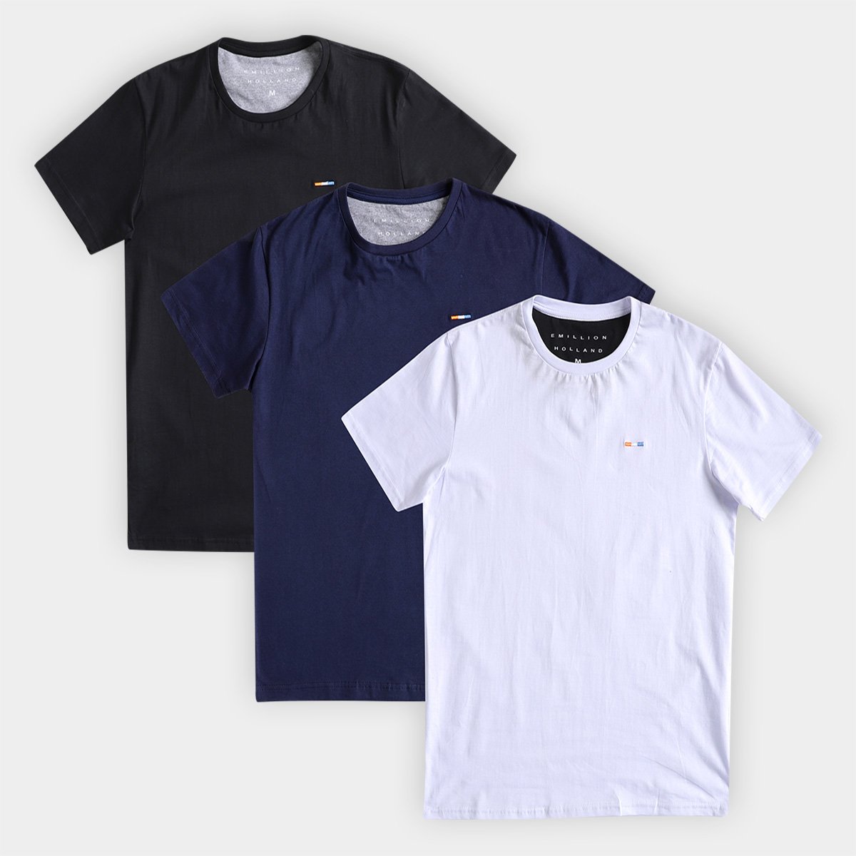 Kit Camiseta Básica Masculina Industrie Holanda Manga Curta - 3 Peças Menor preço em Kit Camiseta Básica Masculina Industrie Holanda Manga Curta - 3 Peças