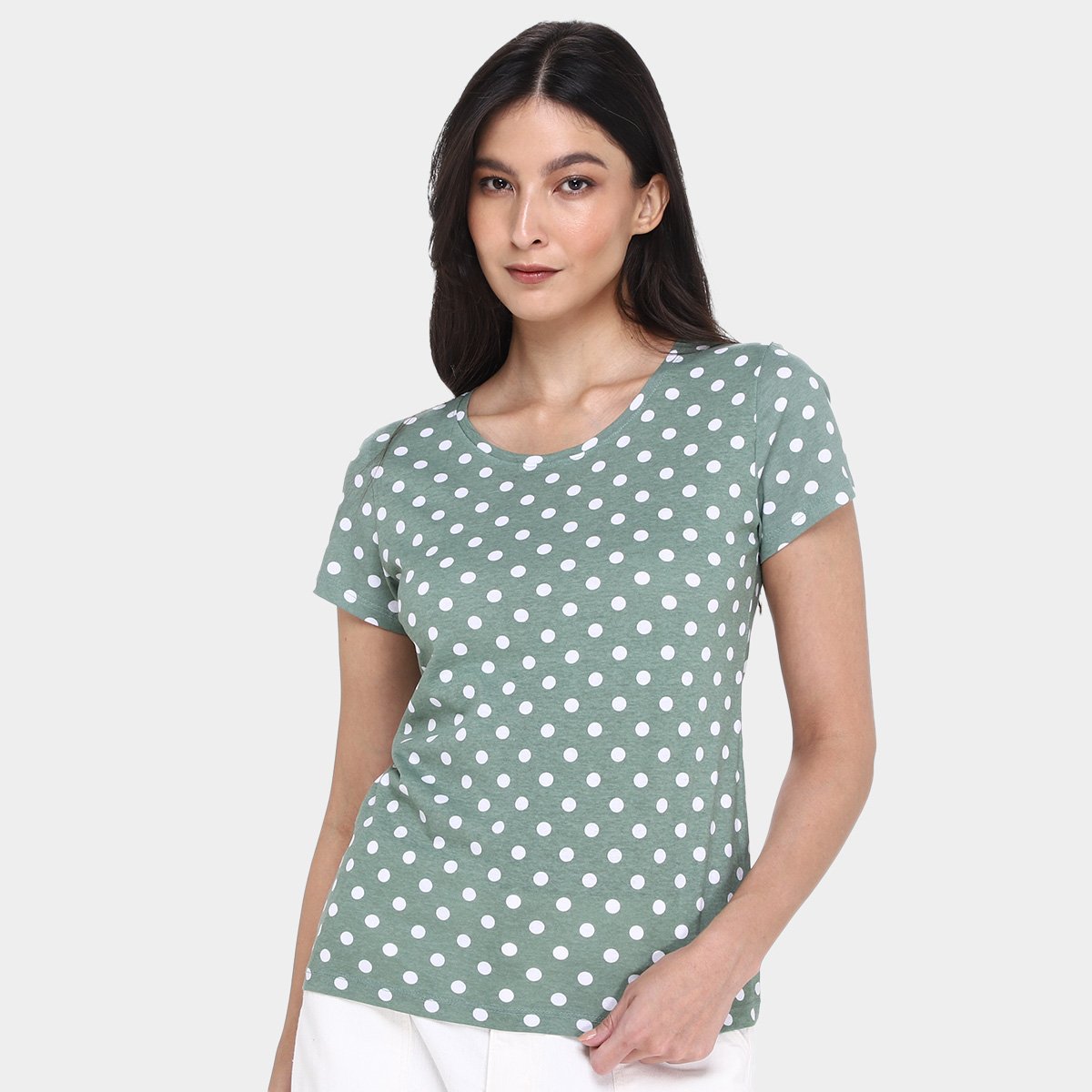 Kit Camiseta Básicos Poá c/ 2 Peças Feminina - Azul+Verde Menor preço em Kit Camiseta Básicos Poá c/ 2 Peças Feminina - Azul+Verde