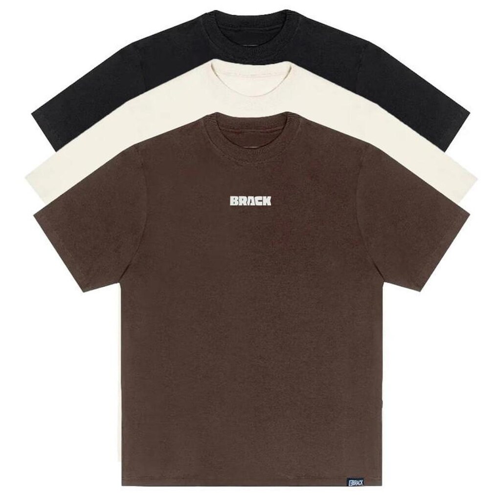 Kit Camiseta Brack Basic Pack Preto Off White Marrom