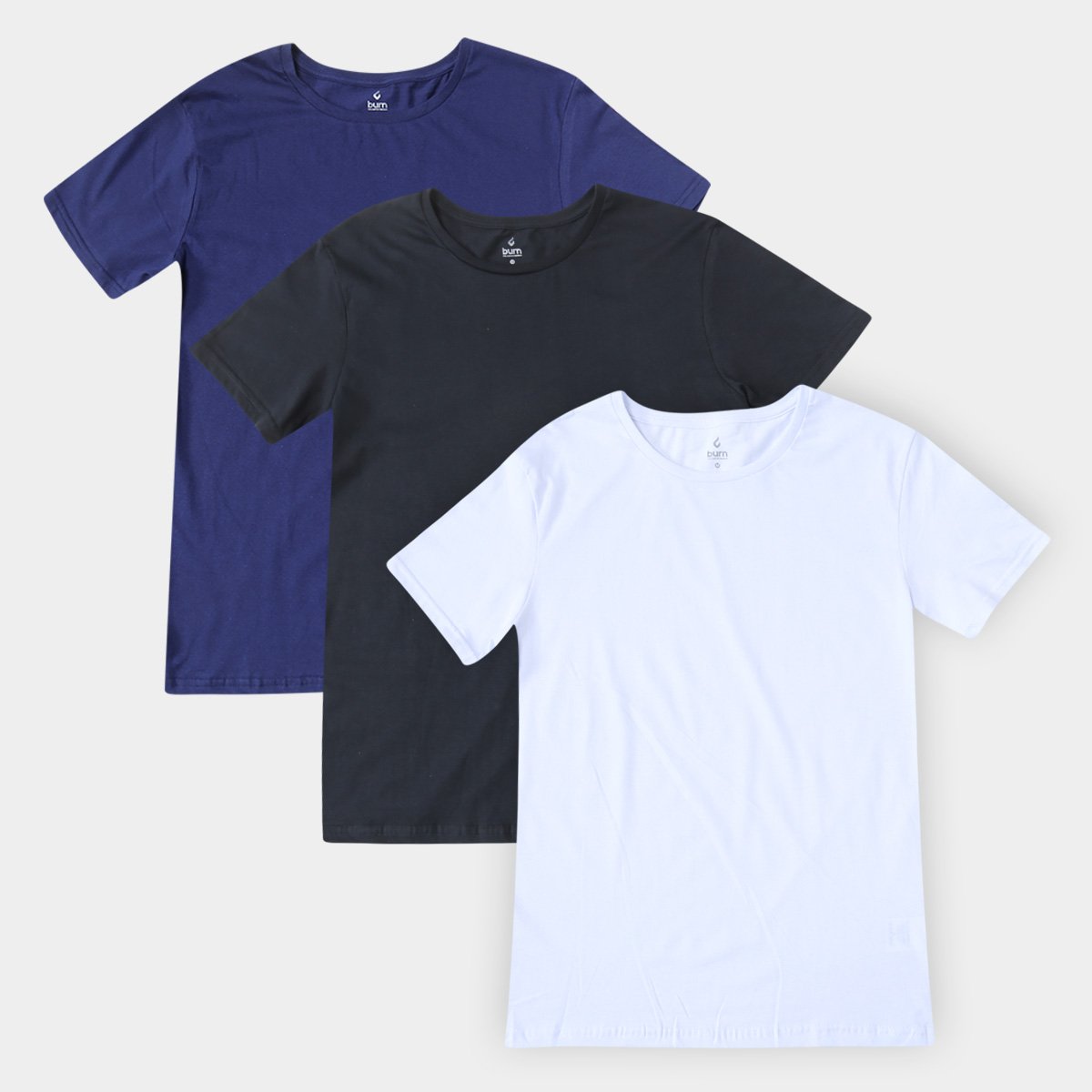 Kit Camiseta Burn Básica C/ 3 Peças Masculina - Preto+Marinho é boa?
