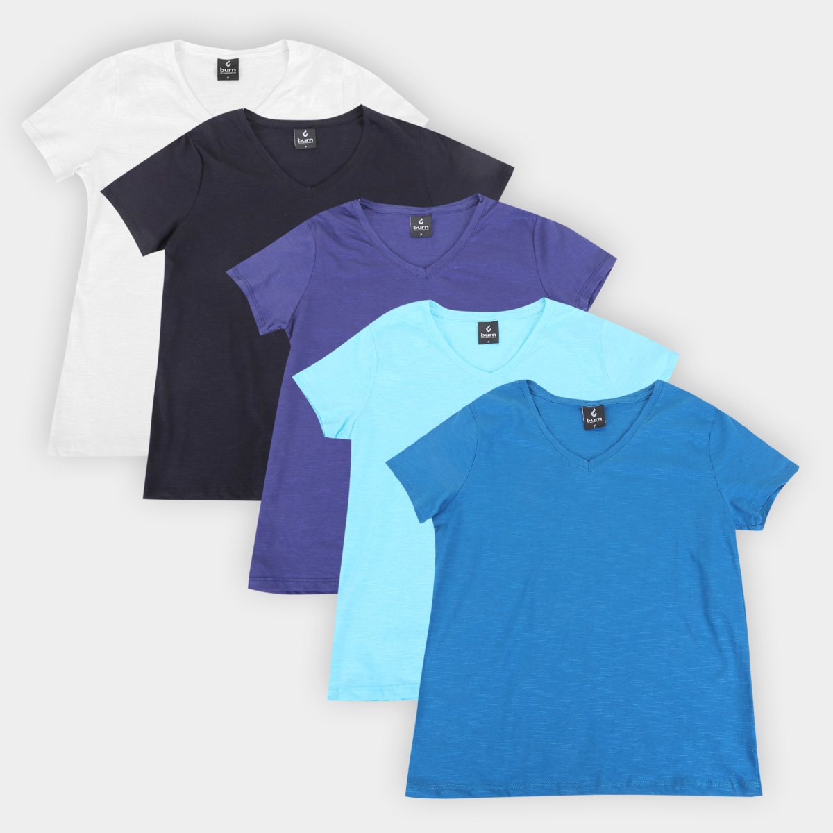 Kit Camiseta Burn Básica C/ 5 Peças Feminina - Marinho+Preto Menor preço em Kit Camiseta Burn Básica C/ 5 Peças Feminina - Marinho+Preto