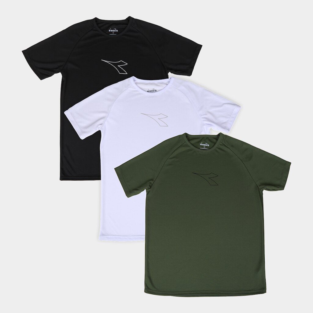 Kit Camiseta Diadora Iris 3 Peças Masculina