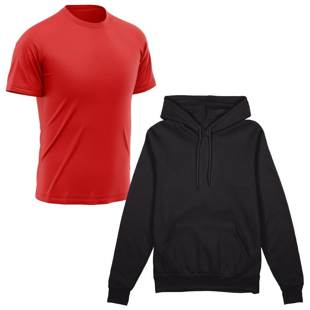 Kit Camiseta Dry Academia Treino + Moletom Com Capuz Masculino