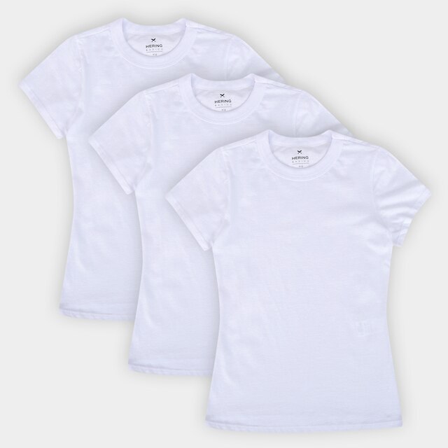 Kit Camiseta Hering Básica 3 Peças Feminina