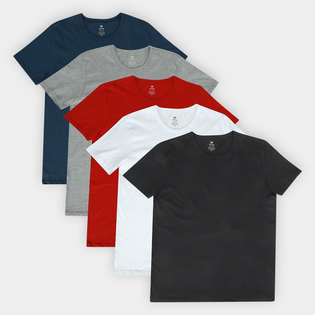 Kit Camiseta Hering C/ 5 Peças Masculina Menor preço em Kit Camiseta Hering C/ 5 Peças Masculina