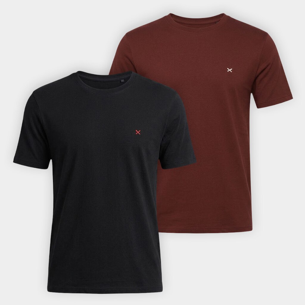 Kit Camiseta Hering Slim Bordado C/ 2 Masculina