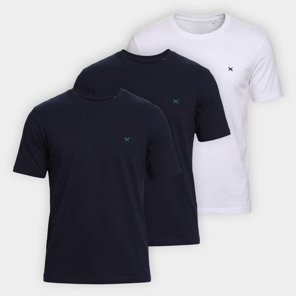 Kit Camiseta Hering Slim Bordado C/ 3 Masculina