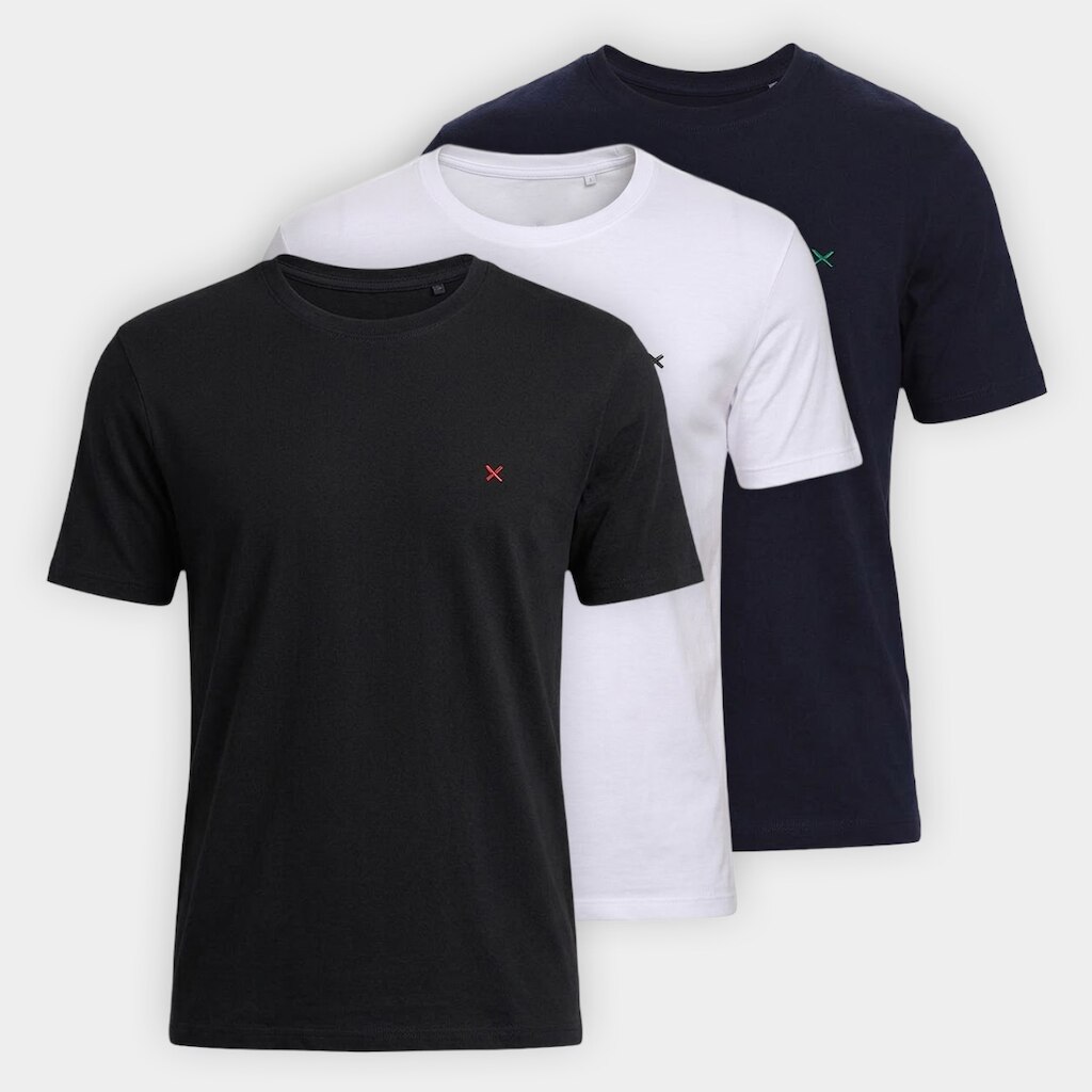 Kit Camiseta Hering Slim Bordado C/ 3 Masculina