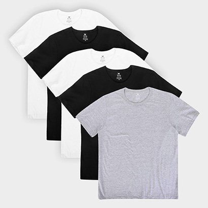 Kit Camiseta Hering Slim Masculina 5 Peças - Masculino