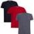 Kit Camiseta Industrie Básica Bordada França Clássico  Algodão Premium Masculina 3 peças Cores - Vermelho+Chumbo