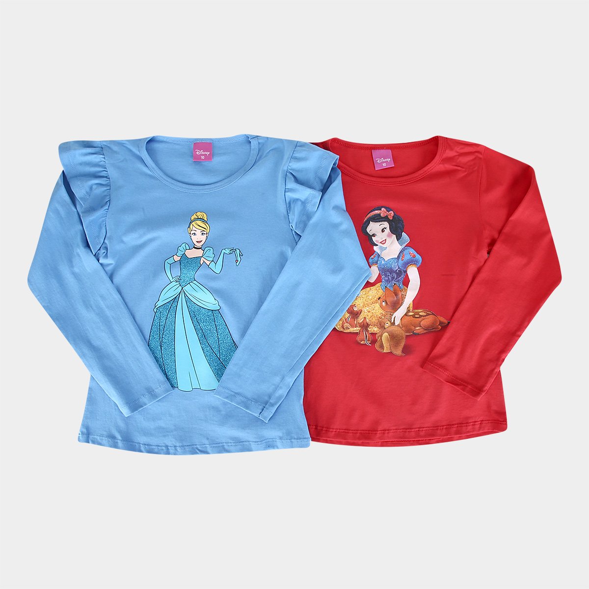 Kit Camiseta Infantil Disney Princesas Cinderela e Branca de Neve Menina - 2 Peças Menor preço em Kit Camiseta Infantil Disney Princesas Cinderela e Branca de Neve Menina - 2 Peças