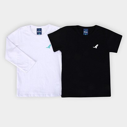 Kit Camiseta Infantil Rei Rex Básica Menino - 2 Peças - Masculino