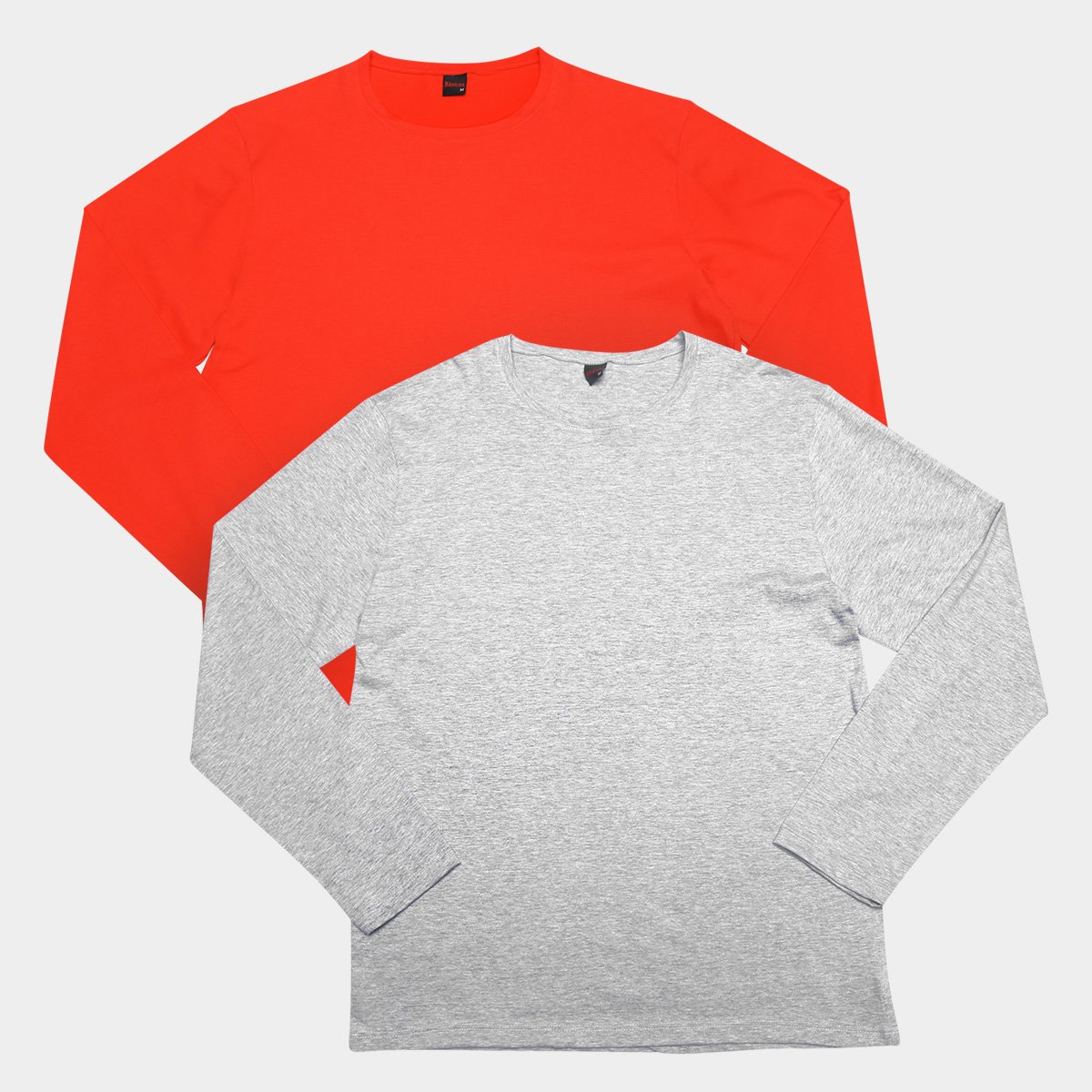 Kit Camiseta Manga Longa Básicos Lisa c/ 2 Peças Masculino - Cinza+Laranja é ruim? Kit Camiseta Manga Longa Básicos Lisa c/ 2 Peças Masculino - Cinza+Laranja é boa?