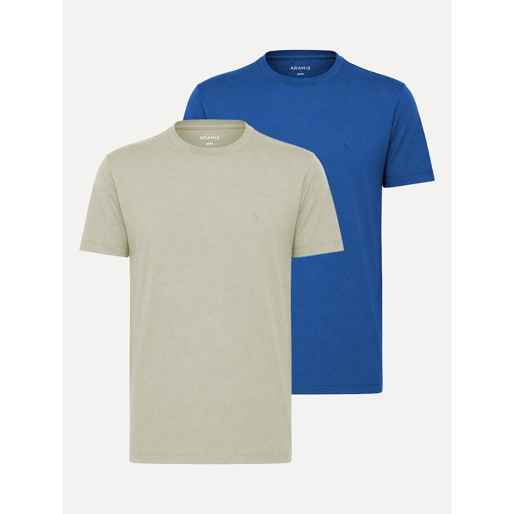 Kit Camisetas Aramis Masculina Basic Lisa Areia/Azul