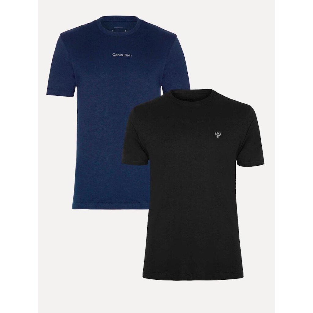 Kit Camisetas Calvin Klein | Masculina Omega Logo Azul Marinho/Preto