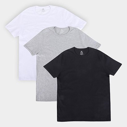 Kit Camisetas Hering Básicas Com 3 Peças Masculinas - Masculino