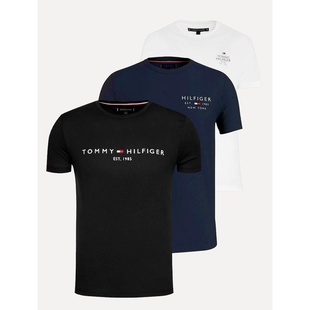 Kit Camisetas Tommy Hilfiger Masculina Preto/Branco/Azul Marinho