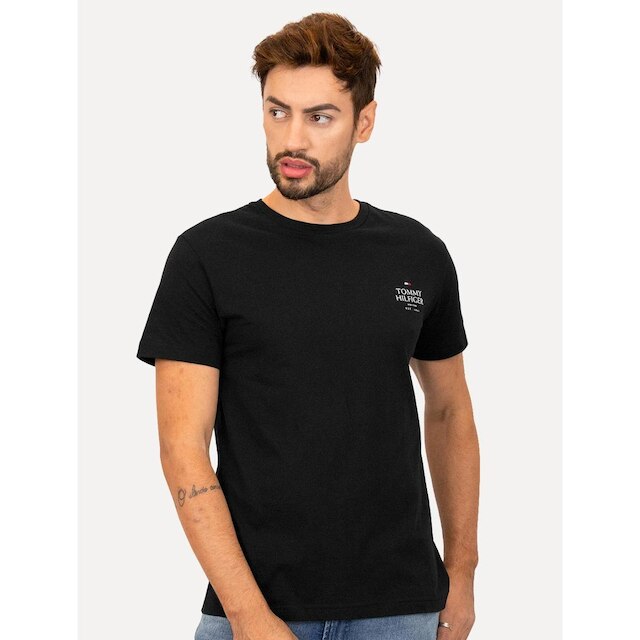 Kit Camisetas Tommy Hilfiger | Masculina Stack Brand Love Preta/Branca/Azul Marinho