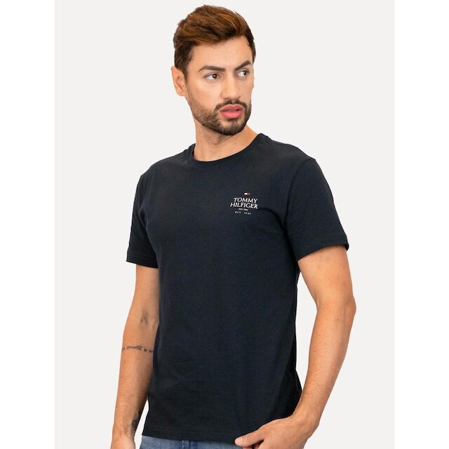 Kit Camisetas Tommy Hilfiger | Masculina Stack Brand Love Preta/Branca/Azul Marinho