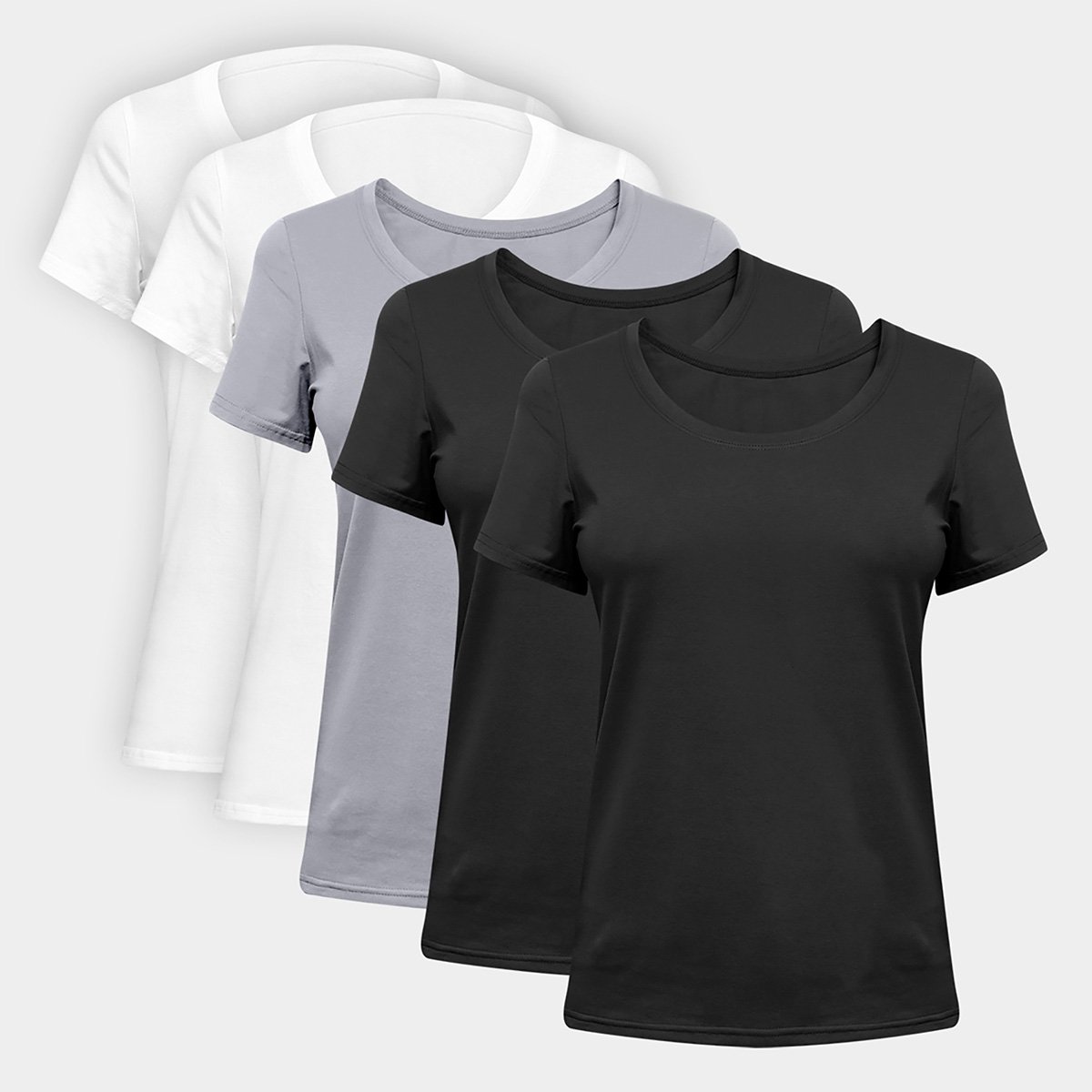 Kit Camisetas Volare Básicas Lisas Com 5 Peças Femininas - Colorido Menor preço em Kit Camisetas Volare Básicas Lisas Com 5 Peças Femininas - Colorido