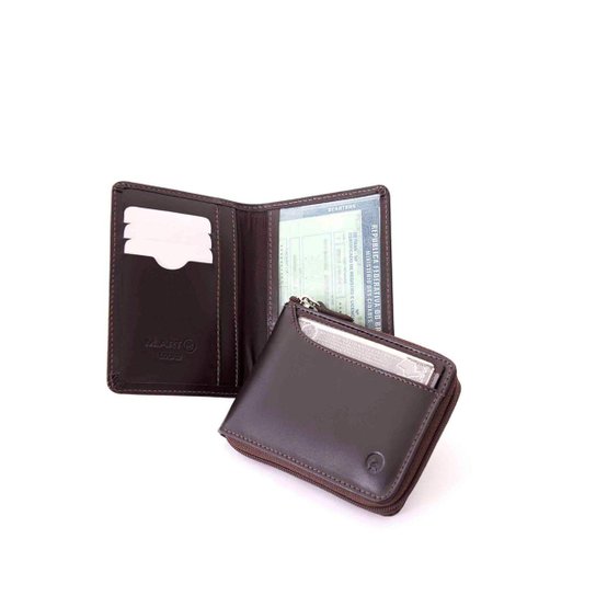 Kit Carteira Clássica Masculina - Café