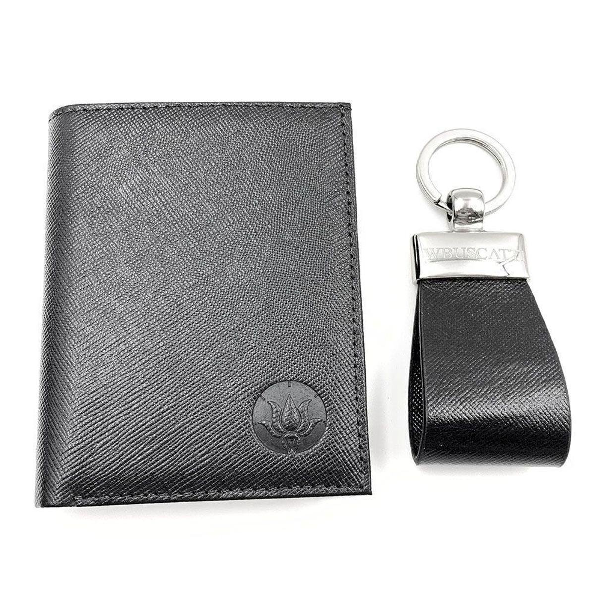 Kit Carteira e Chaveiro Saffiano W.Buscatti Masculino - Preto Menor preço em Kit Carteira e Chaveiro Saffiano W.Buscatti Masculino - Preto