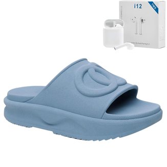 Kit Chinelo Nuvem Slide Ortopédico Feminino Original Leve Confortável + Fone Bluetooth