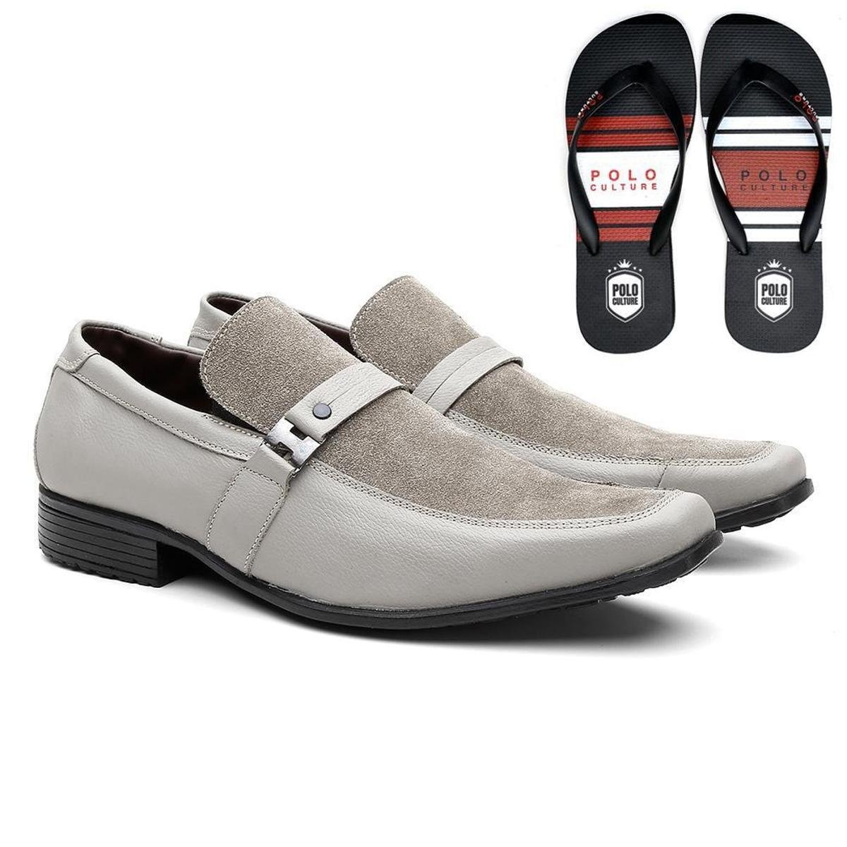 Kit Chinelo + Sapato Social Couro Camurça Conforto HShoes Masculino - Bege  | Zattini