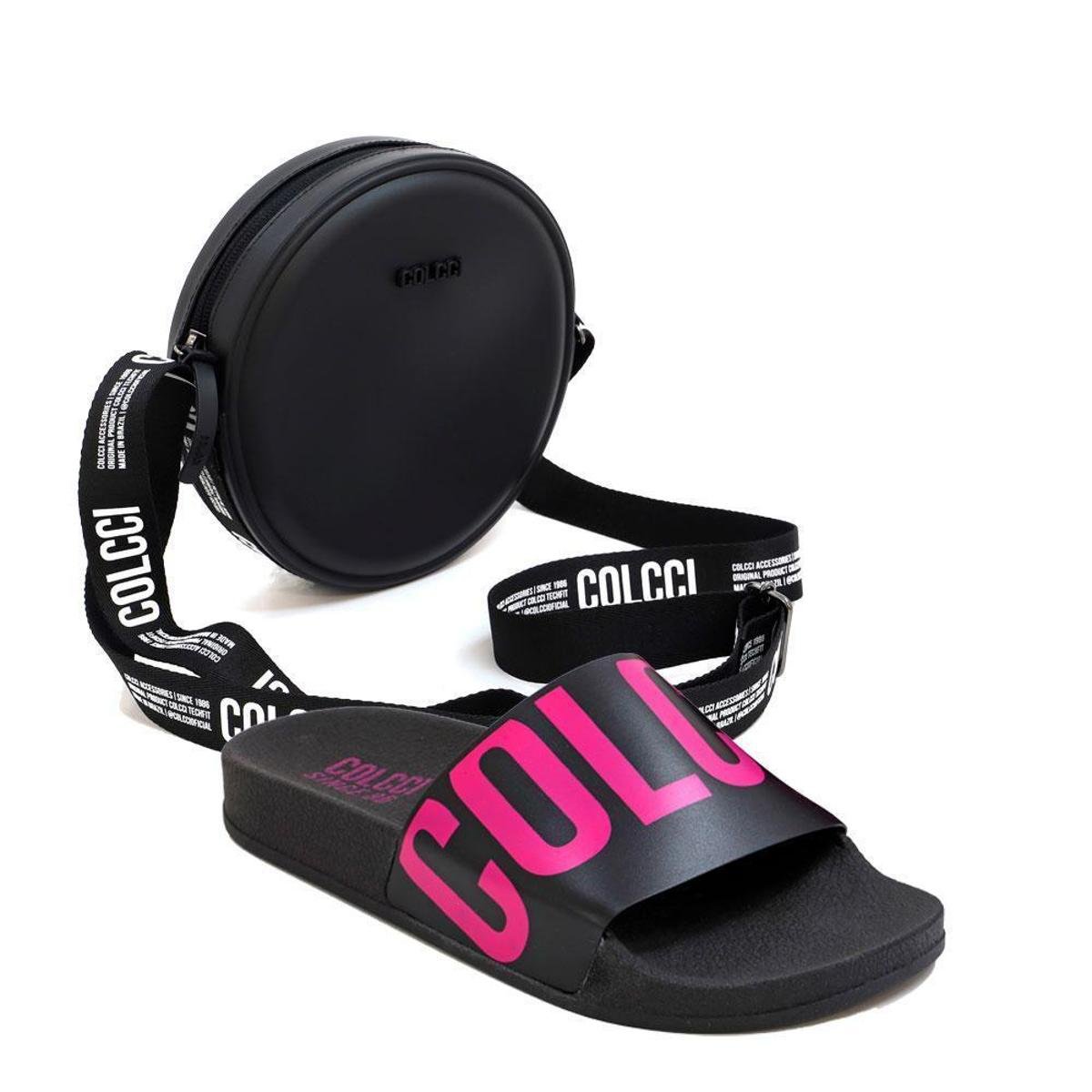 Kit Chinelo Slide Feminino + Bolsa Quebec Colcci Casual - Preto Menor preço em Kit Chinelo Slide Feminino + Bolsa Quebec Colcci Casual - Preto