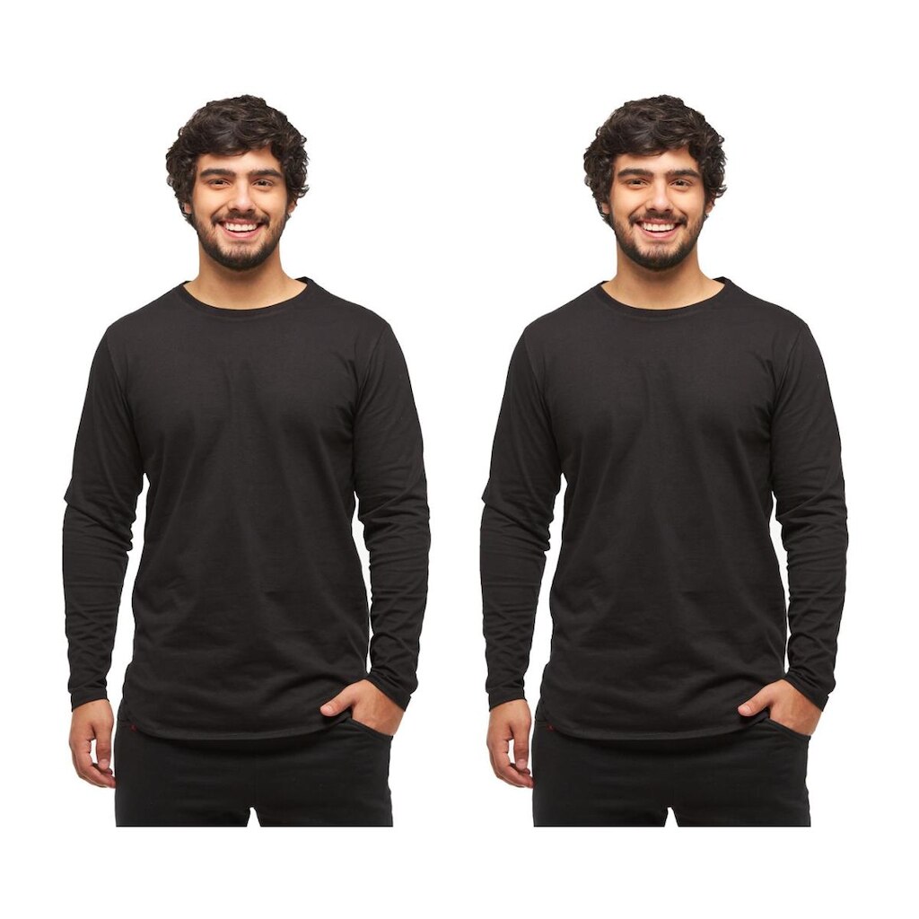 Kit com 02 Camisetas Longline Blusa Manga Longa Comprida Oversized Masculina C2