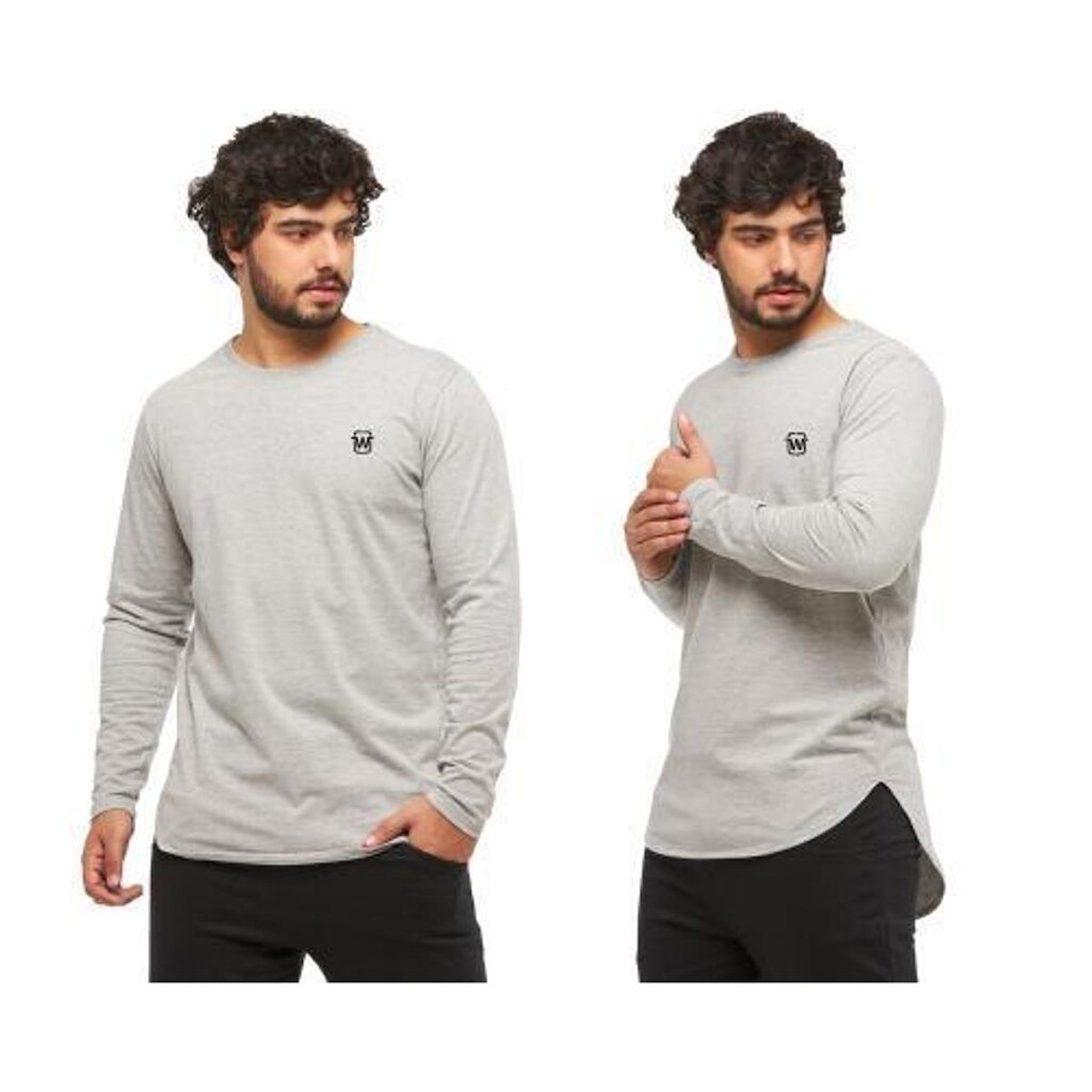 KIT COM 02 CAMISETAS LONGLINE MASCULINA WOOKS OVERSIZED MANGA COMPRIDA WC2-PRETO-VERMELHO-EXG
