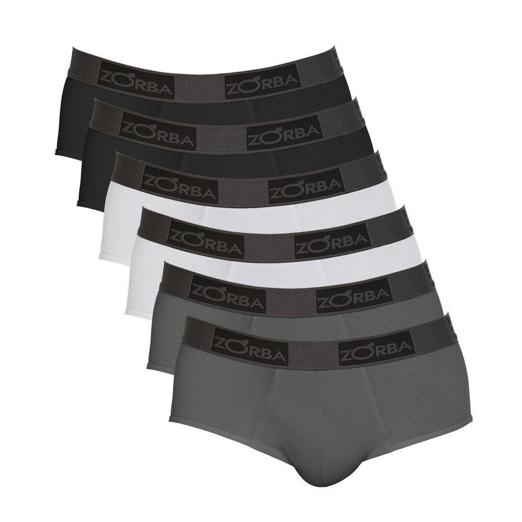 Kit com 06 Cuecas Slip Zorba Comfort 674 Preto/Branco/Cinza Escuro – GG