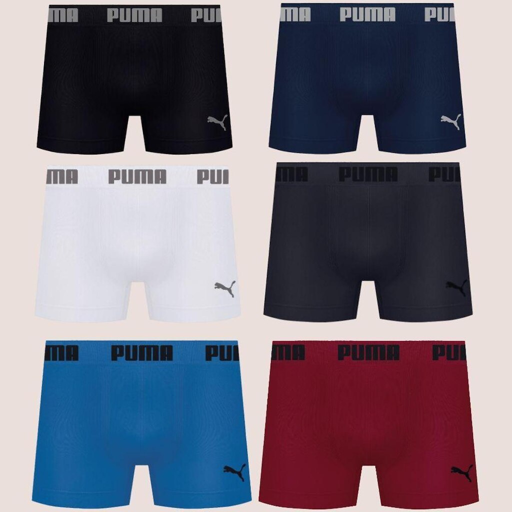 Kit Com 10 Cuecas Boxer Box Sem Costura Masculina Adulta Microfibra Puma