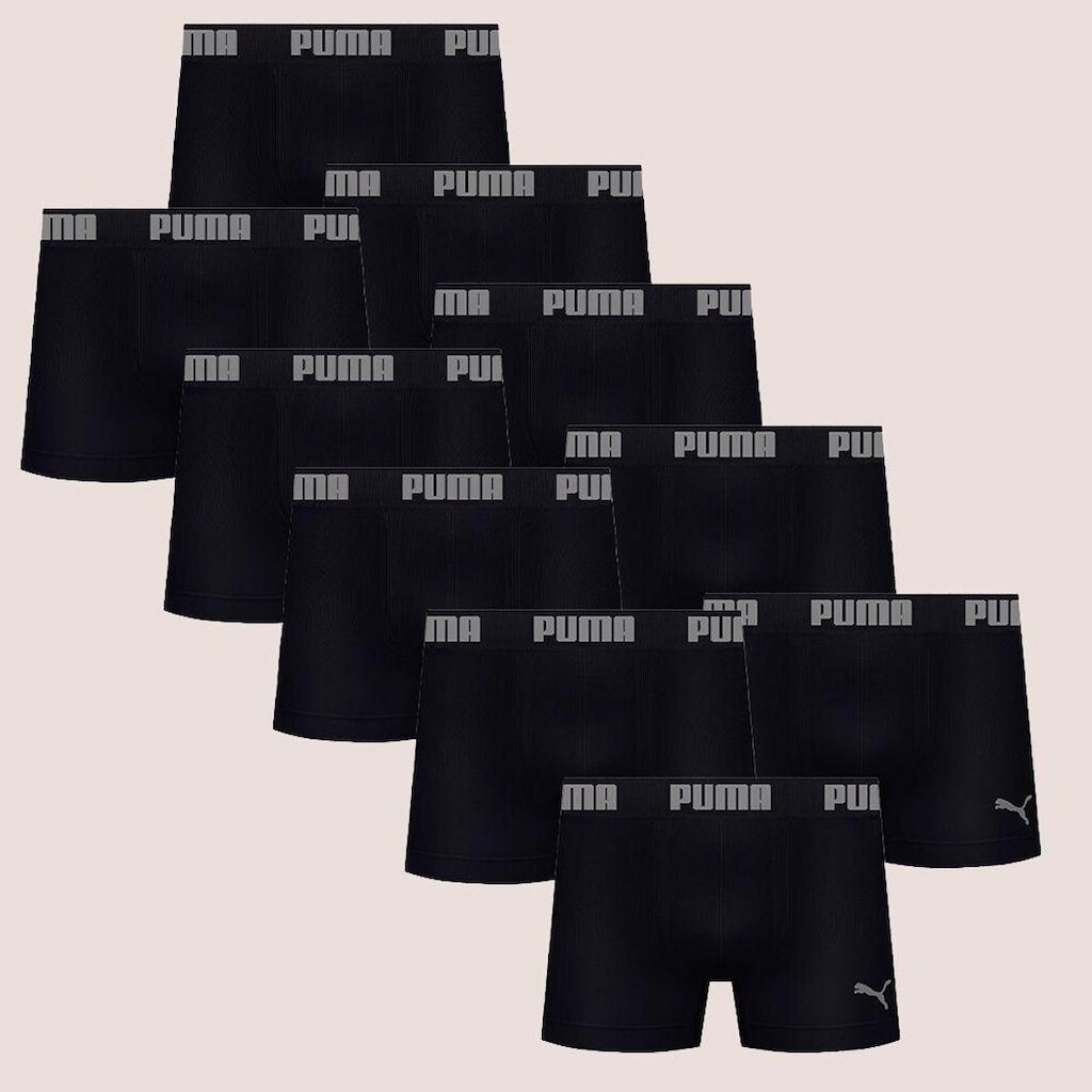 Kit Com 10 Cuecas Boxer Box Sem Costura Masculina Adulta Microfibra Puma