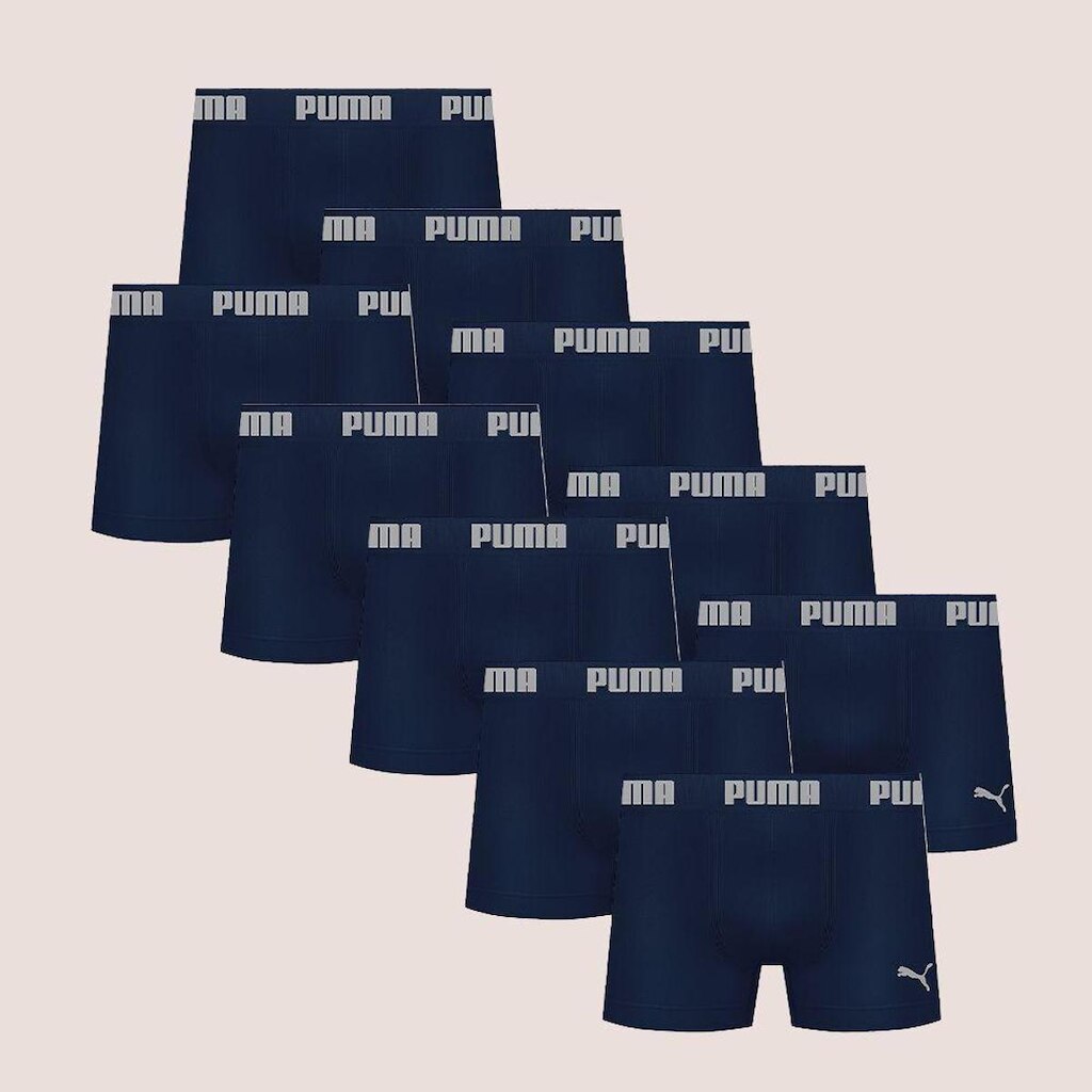 Kit Com 10 Cuecas Boxer Box Sem Costura Masculina Adulta Microfibra Puma