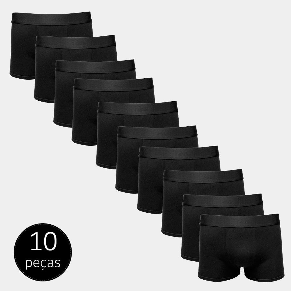 Kit Com 10 Cuecas Boxer Cotton Part.B Confort - Preto Menor preço em Kit Com 10 Cuecas Boxer Cotton Part.B Confort - Preto