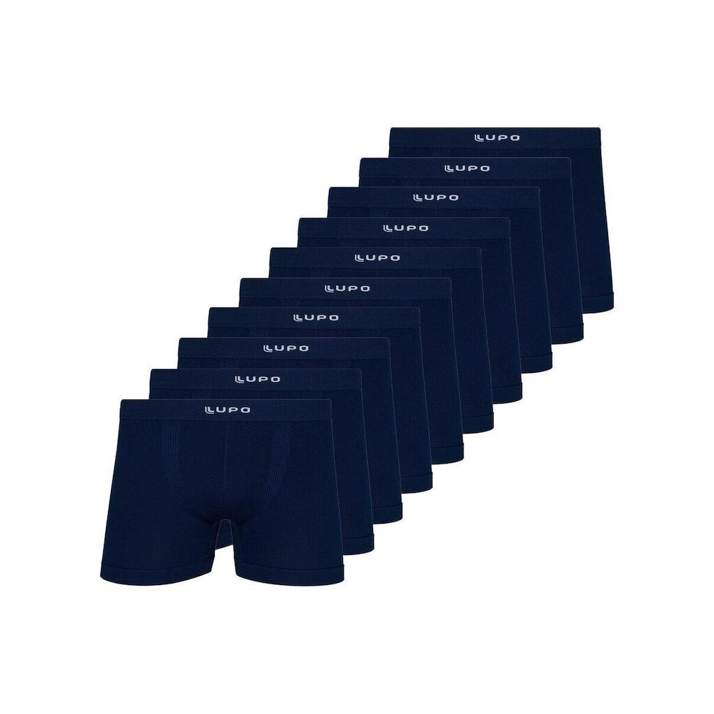 Kit com 10 Cuecas Boxer Lupo 661-001 Azul Marinho
