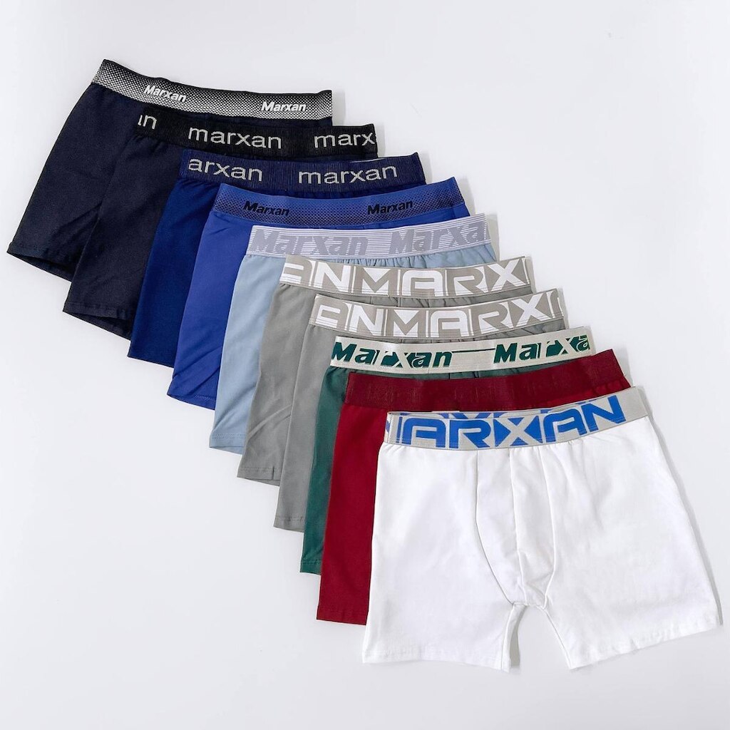 Kit com 10 Cuecas Boxer Marxan Lisas Microfibra