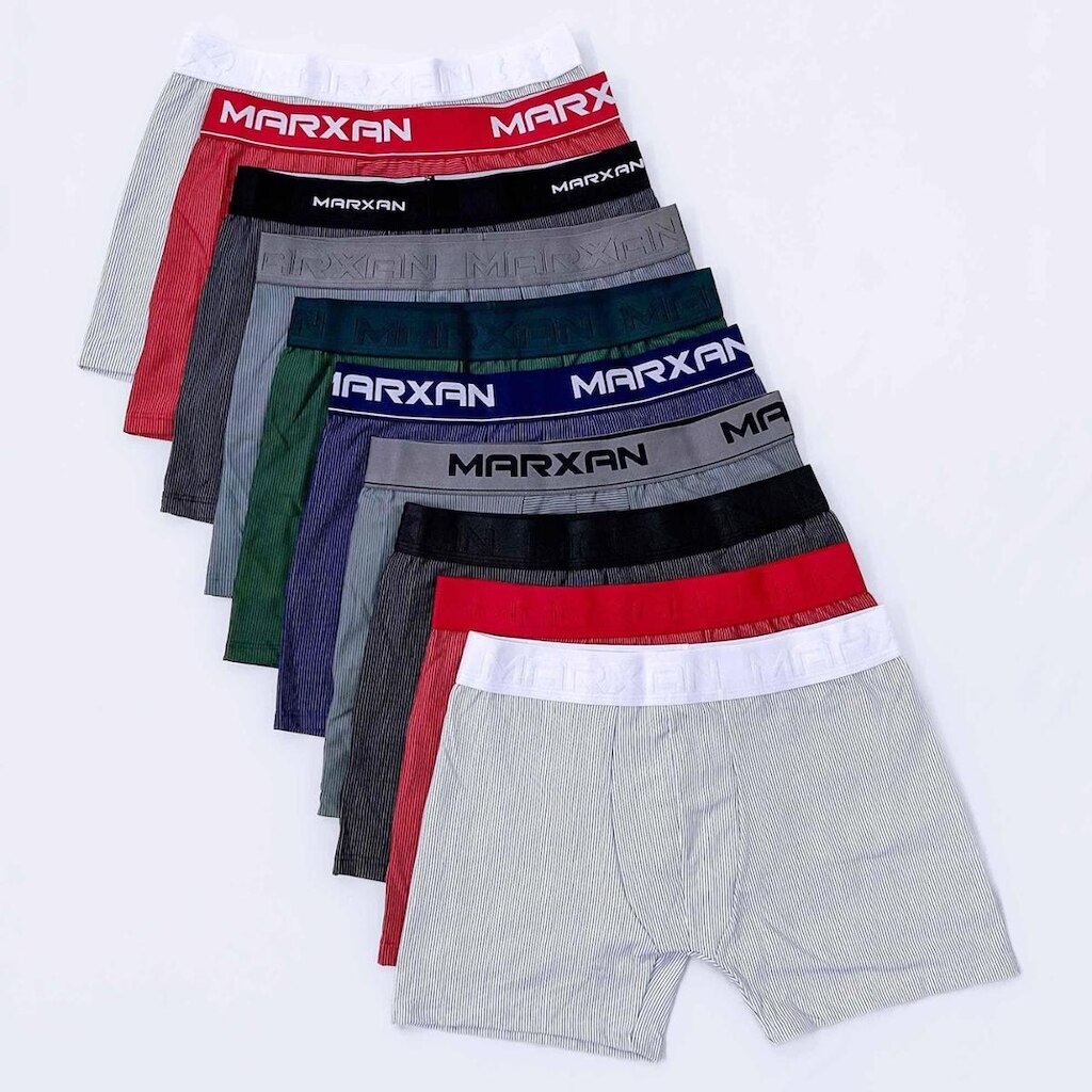 Kit com 10 Cuecas Boxer Marxan Listradas Microfibra